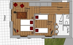Neu renovierte Doppelzimmer in der Skiwelt Amade- Beispiel
